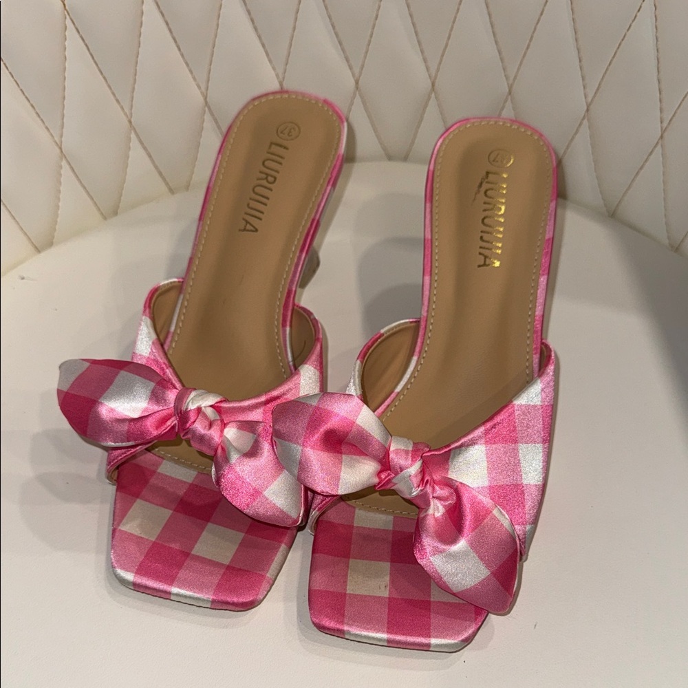 Liu Jo Pink and White Checkered Heels